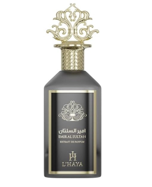 L'HAYA Emir Al Sultan Extrait De Parfum, fragancia de lujo, 3.4 fl oz, corona dorada